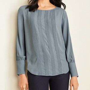 Ann Taylor Pintucked Boatneck Blouse